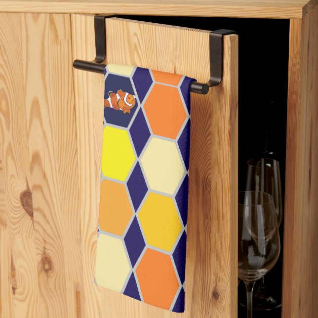 Clownfish Hand Drawn Art Tea Towel (Thirds Fold)