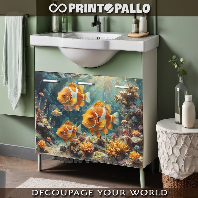 Clownfish in a reef with corals underwater tissue paper (Creator Uploaded)