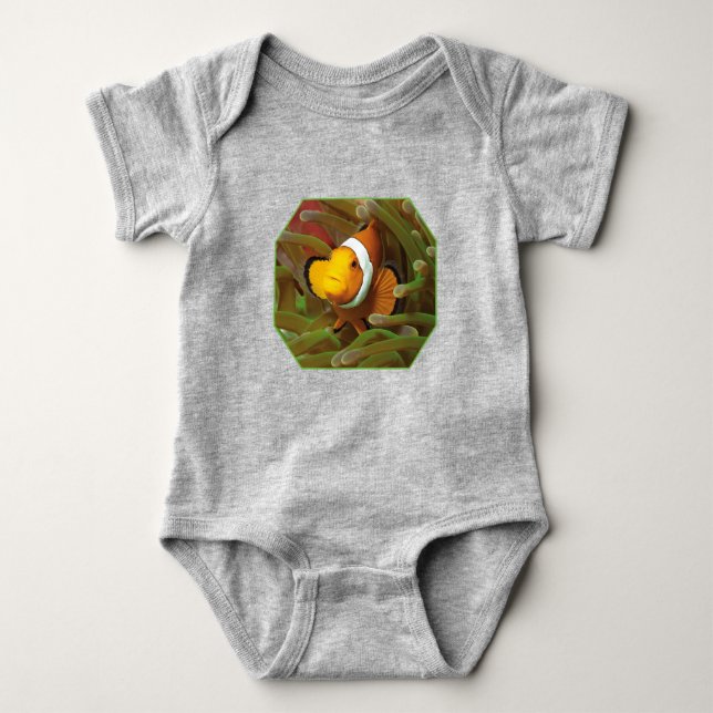 Clownfish in green anemone. Photographic Design |  Baby Bodysuit (Front)