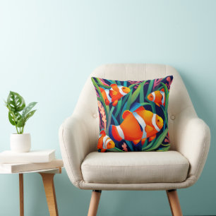 Clownfish In Seaweed Cushion