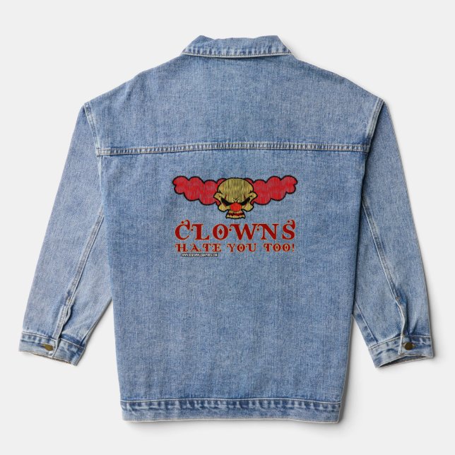 Clowns Hate You Too! Screwball Graphics Denim Jacket (Back)