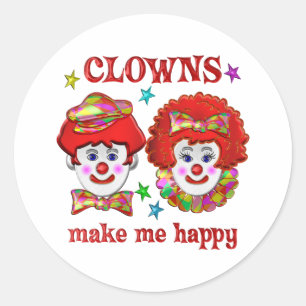 Clowns Make Me Happy Classic Round Sticker