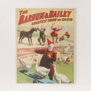 Clowns With Performing Geese, Roosters, & Donkey. Jigsaw Puzzle