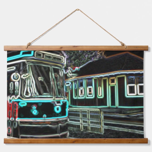 CLRV Neon at stn 91x66cm Wood Topped Wall Tapestry (Front)