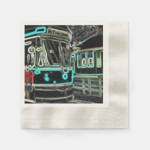 CLRV Neon at stn Ecru Coined Cocktail Paper Napkin