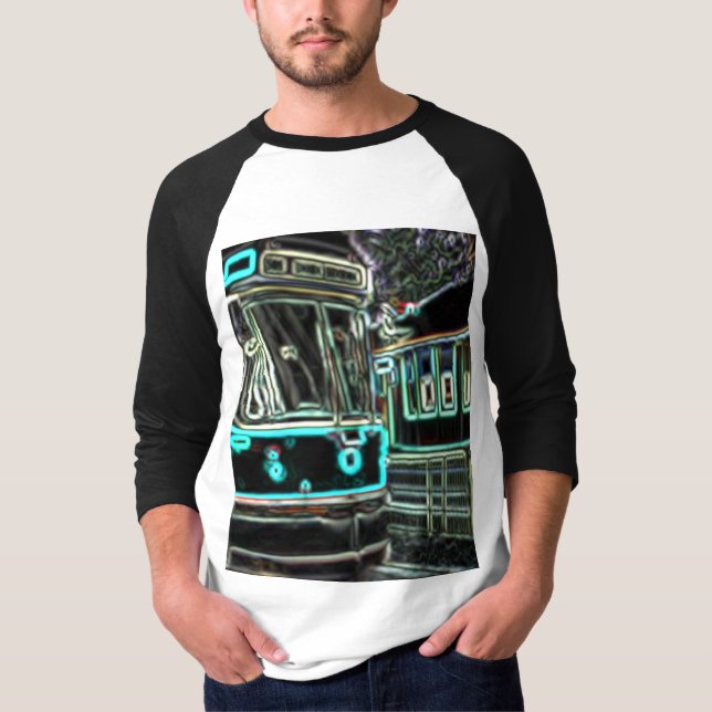 CLRV Neon at stn Men's 3/4 Sleeve Raglan T-Shirt (Front)