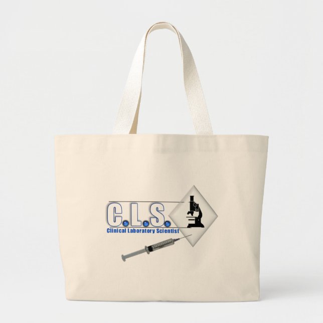 CLS BLUE LOGO W/ MICROSCOPE -  LAB SCIENTIST LARGE TOTE BAG (Front)
