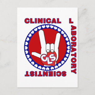 CLS CLINICAL LABORATORY SCIENTIST I LOVE LOGO ASL POSTCARD