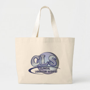 CLS FunBlue LOGO - CLINICAL LABORATORY SCIENTIST Large Tote Bag