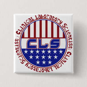 CLS PATRIOT USA FLAG - CLINICAL LAB SCIENTIST 15 CM SQUARE BADGE