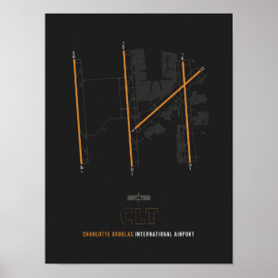 CLT- Charlotte Douglas Airport Diagram Poster