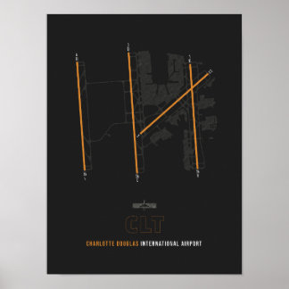 CLT- Charlotte Douglas Airport Diagram Poster