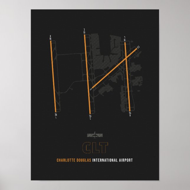 CLT- Charlotte Douglas Airport Diagram Poster (Front)