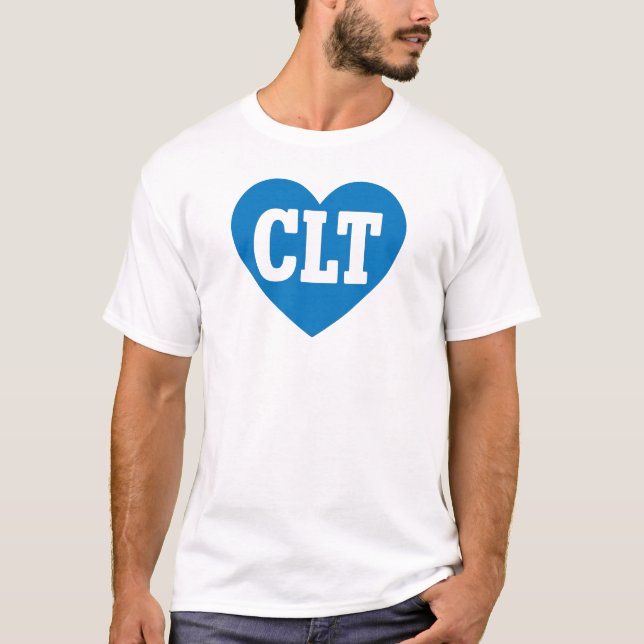 CLT Charlotte NC Heart Design – Bold Blue Varsity  T-Shirt (Front)