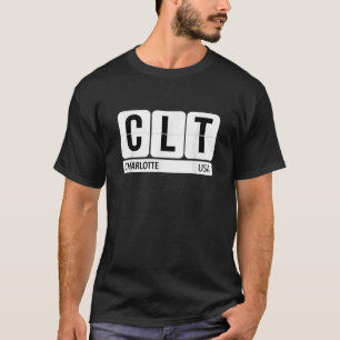 CLT Charlotte NC USA Travel Souvenir Black Text  T-Shirt