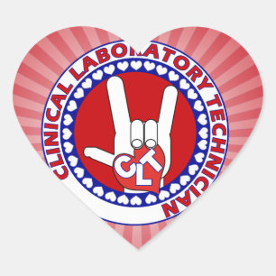 CLT CLINICAL LAB TECH ASL iLOVE LOGO Heart Sticker