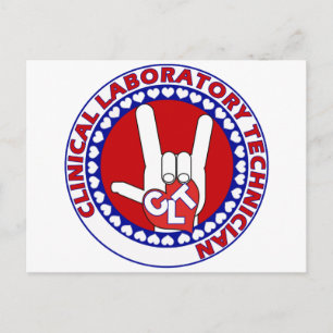 CLT CLINICAL LAB TECH ASL iLOVE LOGO Postcard