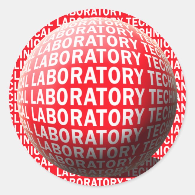 CLT SPHERE BLOOD DROP CLINICAL LABORATORY TECH CLASSIC ROUND STICKER (Front)