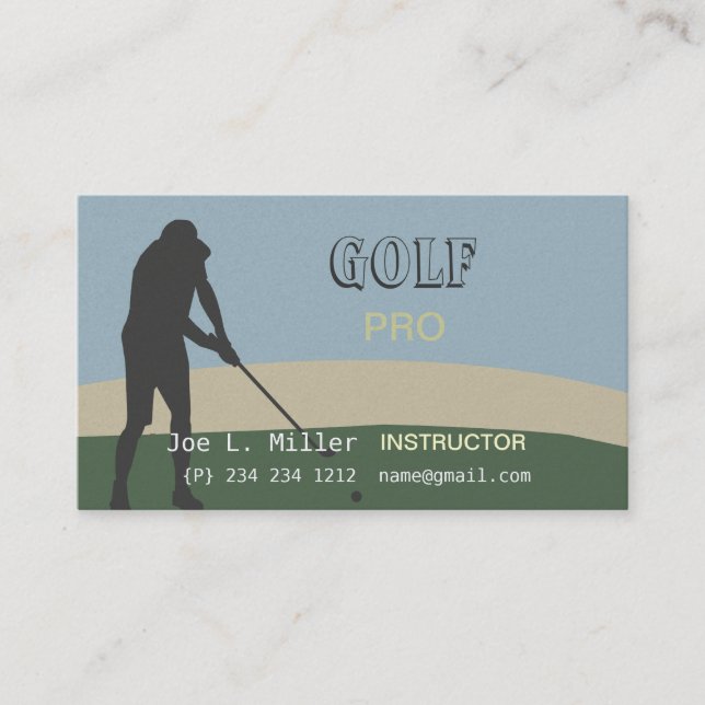 Club-and-Ball Sport  Golfer Golf Instructor Business Card (Front)