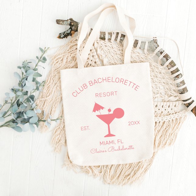 Club Bachelorette Martini Beach Wedding Welcome Tote Bag (Creator Uploaded)
