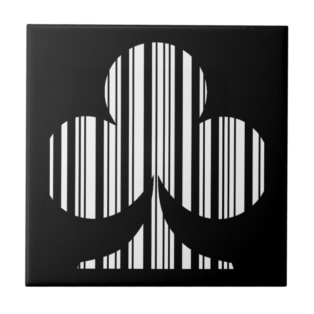 CLUB BAR CODE Playing Card Suit Barcode Pattern Ceramic Tile (Front)