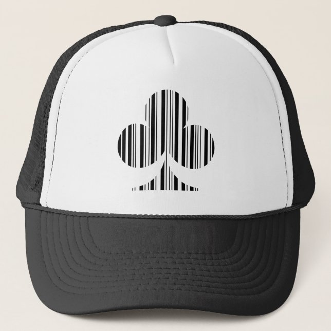 CLUB BAR CODE Playing Card Suit Barcode Pattern Trucker Hat (Front)