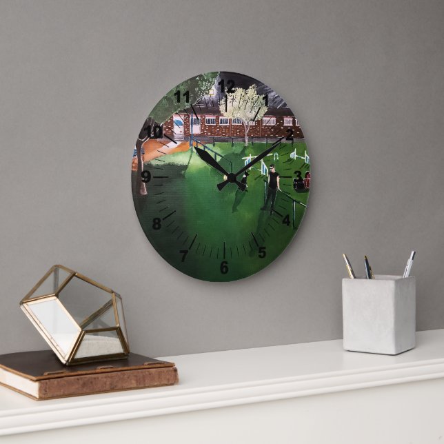 Club Canino Boomerang Painting by Alfred Fox Large Clock (Office)