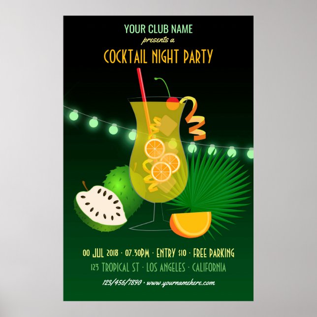 Club/Corporate Cocktail Night Party Poster (Front)