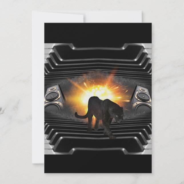 club disco DJ keyboard Black panther Deejay Invitation (Front)