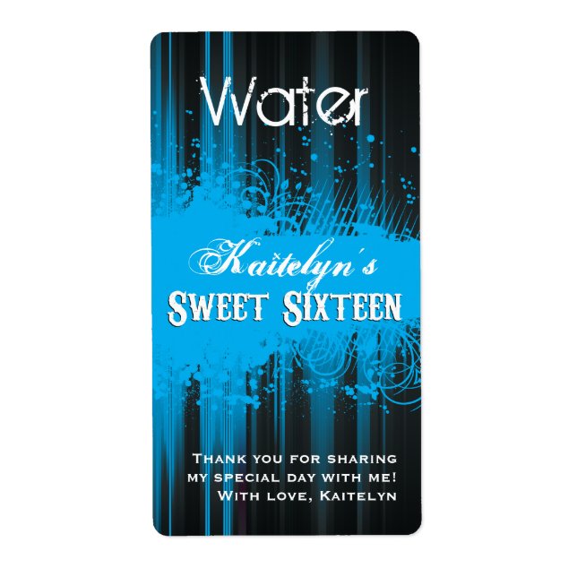 Club Flyer Look Sweet 16 Water Label (Front)