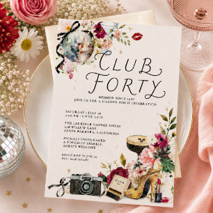 Club Forty Garden Disco 40th Birthday Invitation