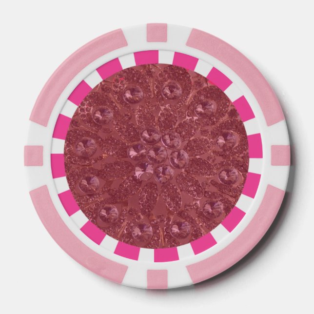 Club, Heart, Diamond, Spade Striped Border Poker Chips (Front)