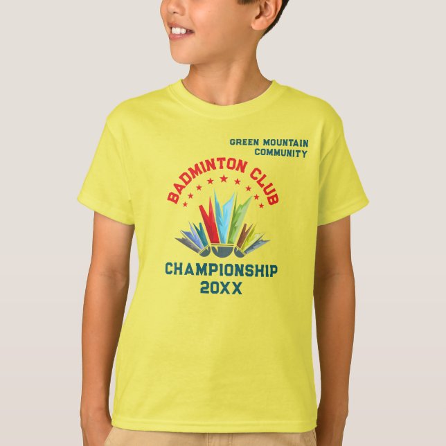 Club League Organisation Team Name Badminton T-Shirt (Front)