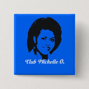 Club Michelle O Button, Cerulean Blue 15 Cm Square Badge