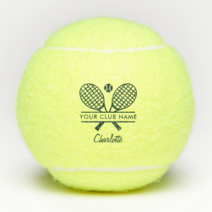 Club Name Tennis Player Green Script Personalised Balls