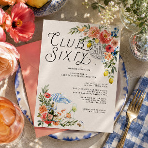 Club Sixty Coastal Garden 60th Birthday Invitation