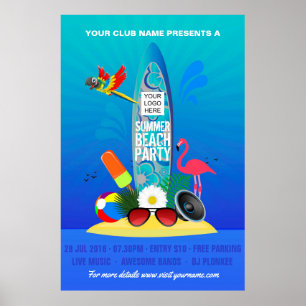 Club Summer Beach Party add logo advertisement Poster