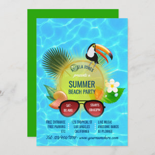 Club Summer Beach Party custom invitation