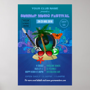 Club Summer Music Festival add logo advertisement Poster