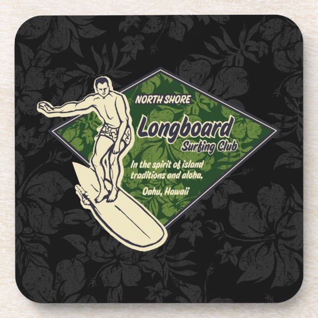 Club Surfing Diamond Hawaiian Tiki Bar Coasters (Front)