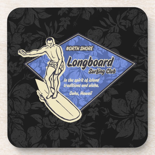 Club Surfing Diamond Hawaiian Tiki Bar Coasters (Front)
