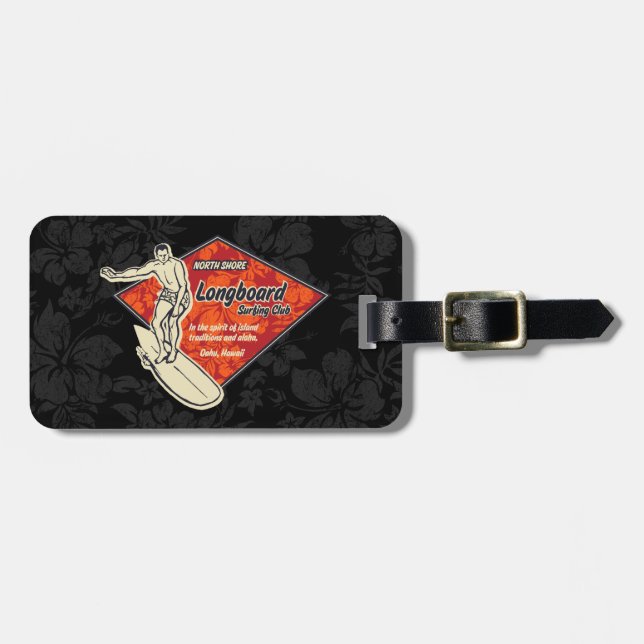 Club Surfing Diamond Hawaiian Tropical Luggage Tag (Front Horizontal)