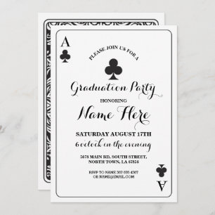 Clubs Playing Card Vegas Graduation Party Invite