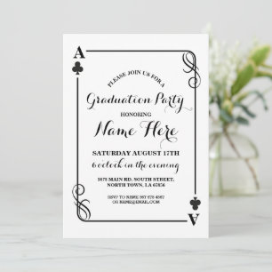Clubs Playing Card Vegas Graduation Party Invite