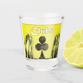 Clubs Poker Playing Card Suit on Yellow Shot Glass