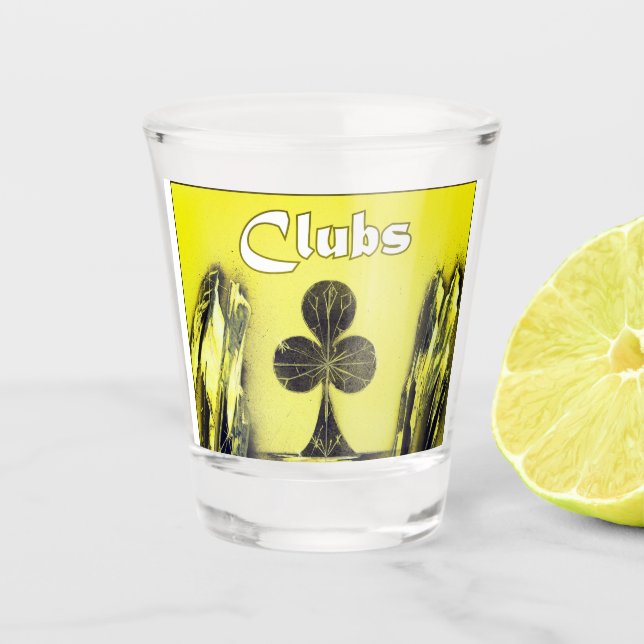 Clubs Poker Playing Card Suit on Yellow Shot Glass (Front)