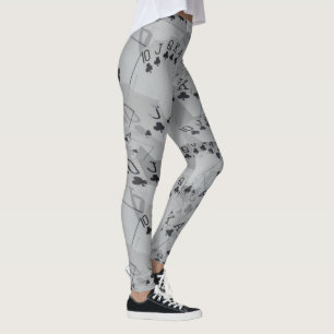 Clubs Straight Flush, Ladies Poker Cards Leggings