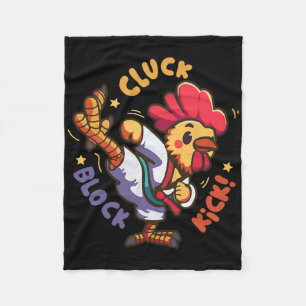 Cluck Block Kick Funny Chicken Karate Rooster Taek Fleece Blanket