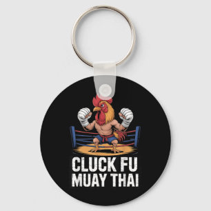 Cluck Fu Muay Thai Funny Chicken Kick Boxing MMA Key Ring
