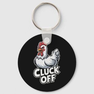 Cluck Off Retro Cartoon – Vintage Funny Chicken Key Ring